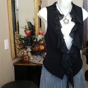 Cache Womens Ruffled Vest in Black